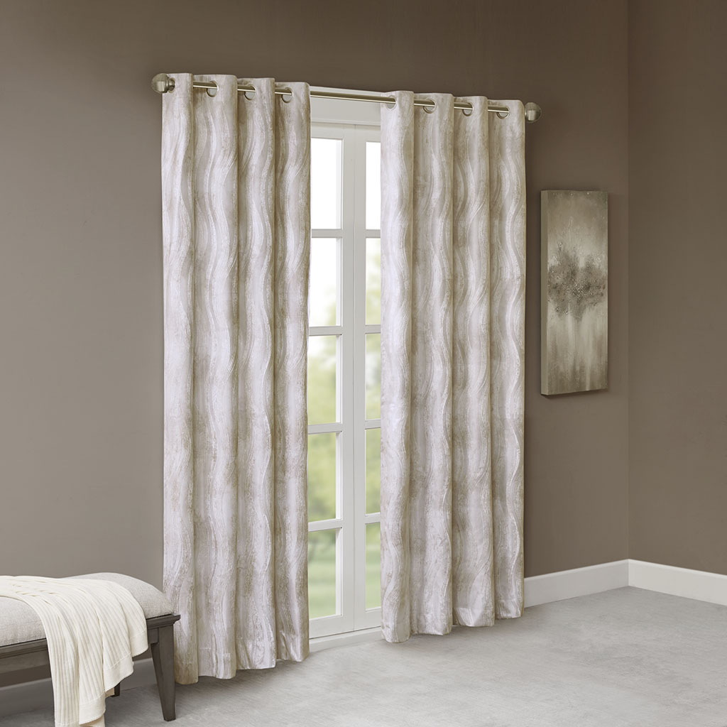 Victorio Printed Jacquard Grommet Top Total Blackout Curtain Panel