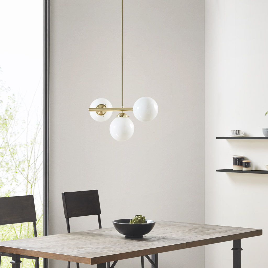 Aurelia 3-Light Chandelier with Frosted Glass Globe Bulbs