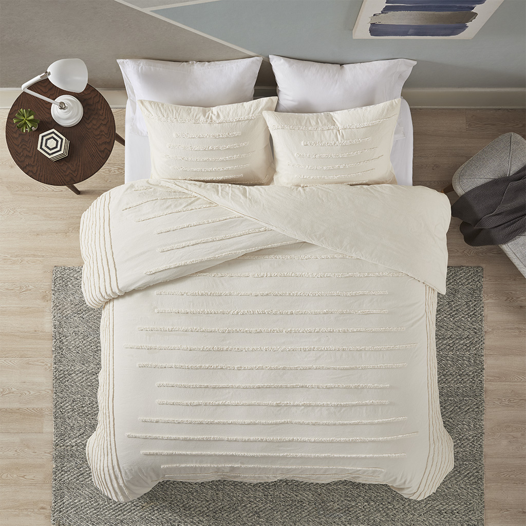 Mercer 3 Piece Cotton Chenille Duvet Cover Set