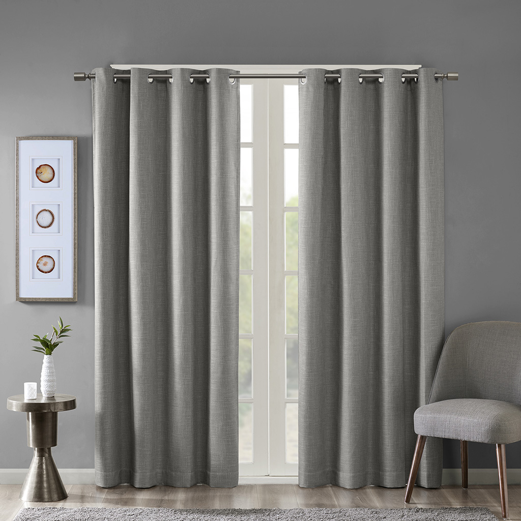 Maya Printed Heathered Blackout Grommet Top Curtain Panel