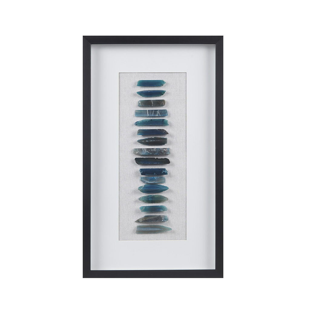 Cerulean Stones Framed Blue Agate Shadowbox Wall Decor Panel