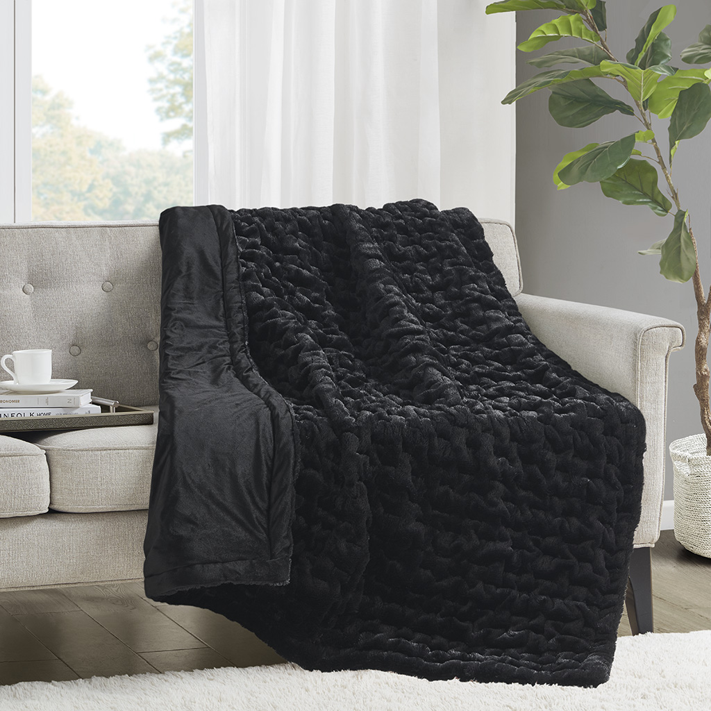 Ruched Fur Throw