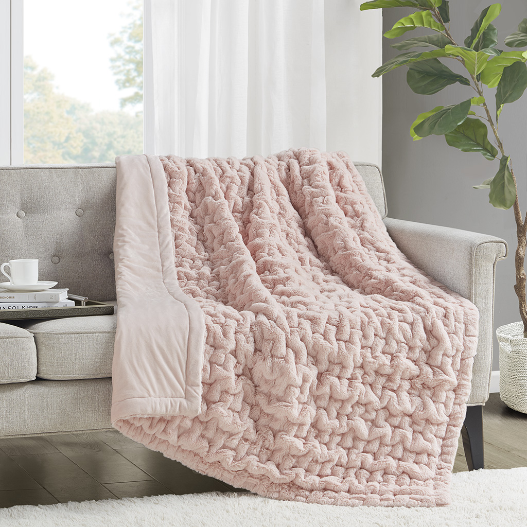 Ruched Fur Throw