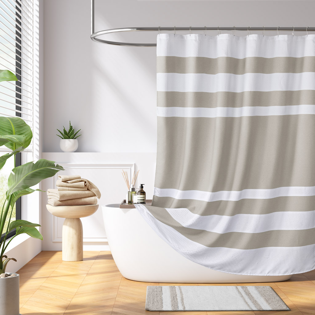 Spa Waffle Shower Curtain with 3M Treatment