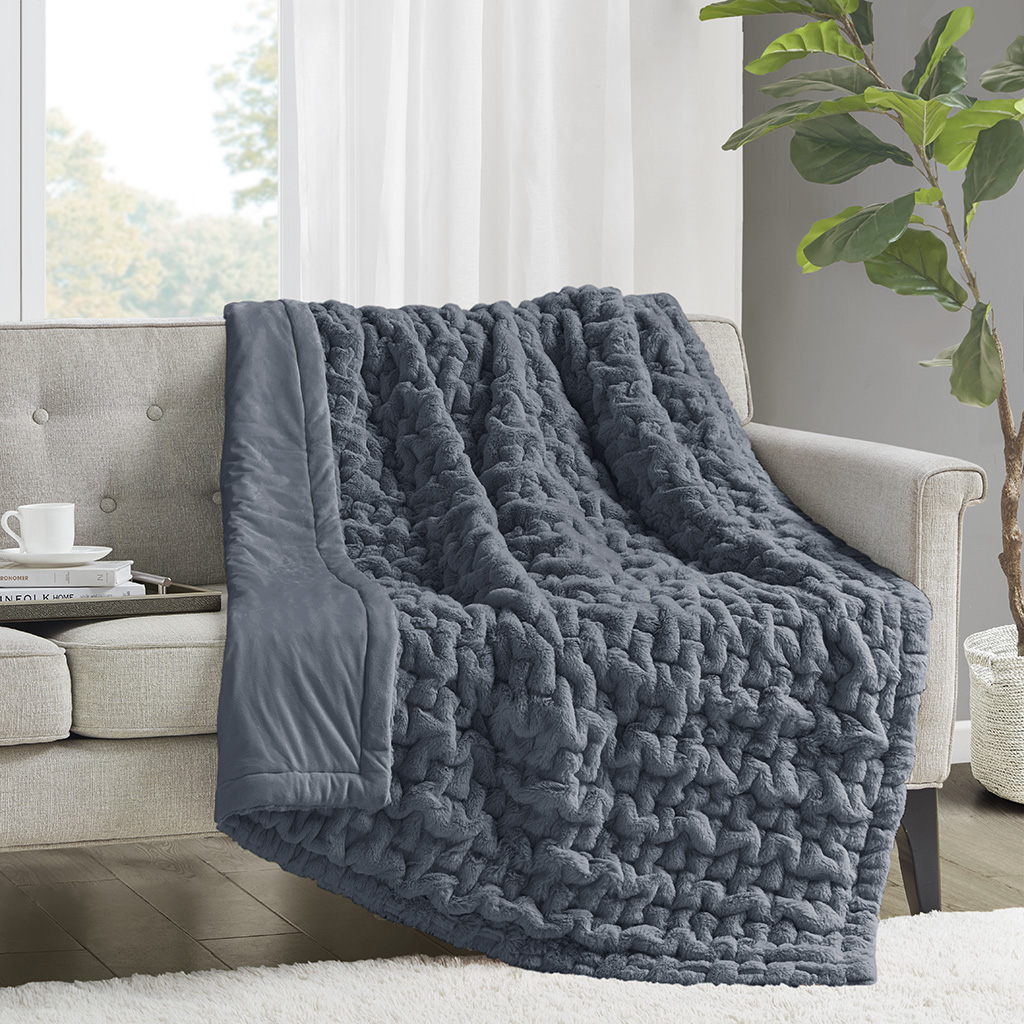 Ruched Fur Throw