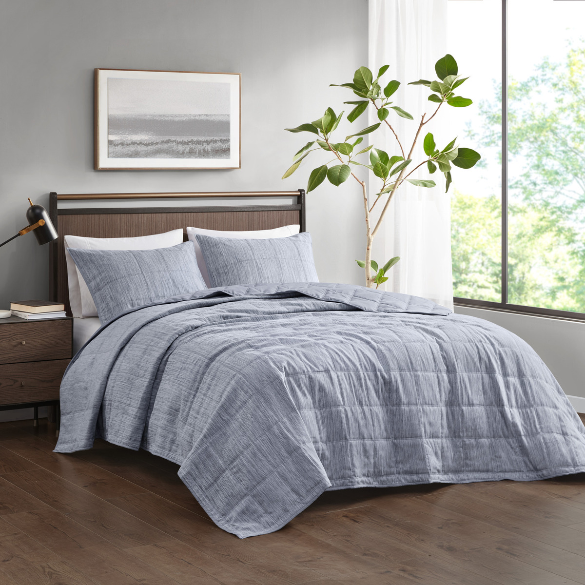 Guthrie 3 Piece Striated Cationic Dyed Oversized Quilt Set