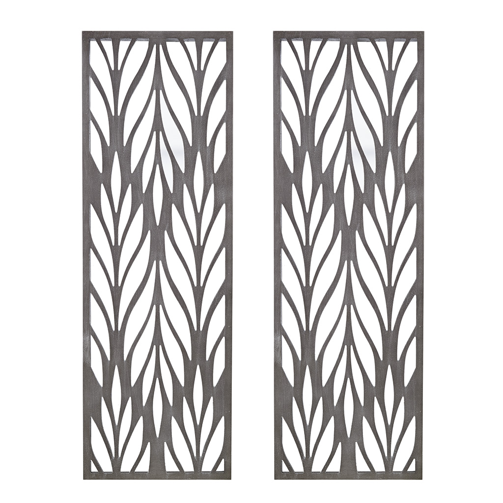 Florian Grey Laser Cut Wood 2-piece Panel Wall Decor Set