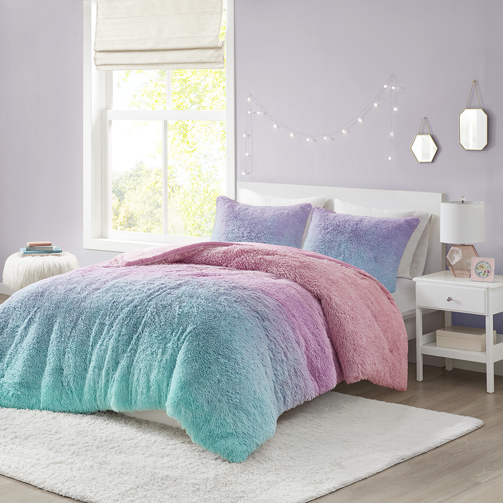 Primrose Ombre Shaggy Faux Fur Comforter Set