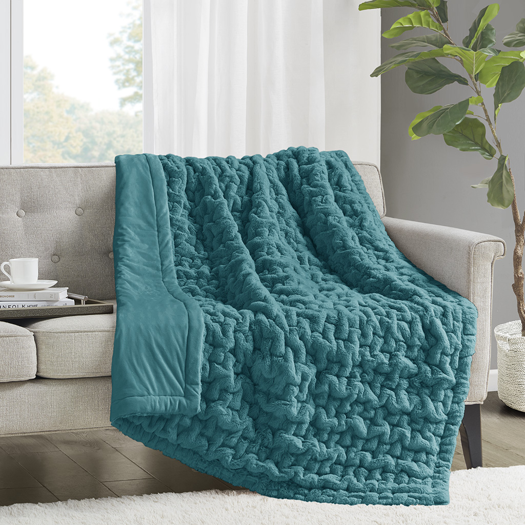 Ruched Fur Throw