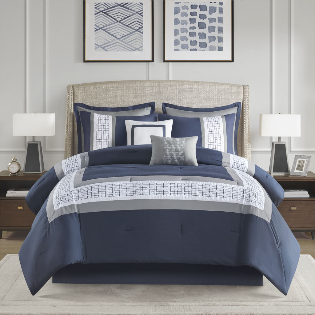 Powell 8 Piece Embroidered Comforter Set