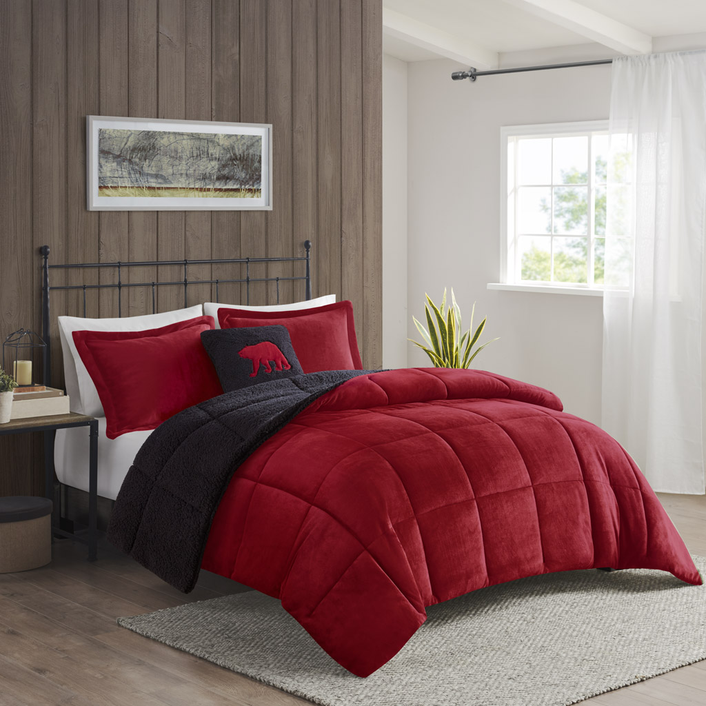 Alton Plush to Sherpa Down Alternative Comforter Set