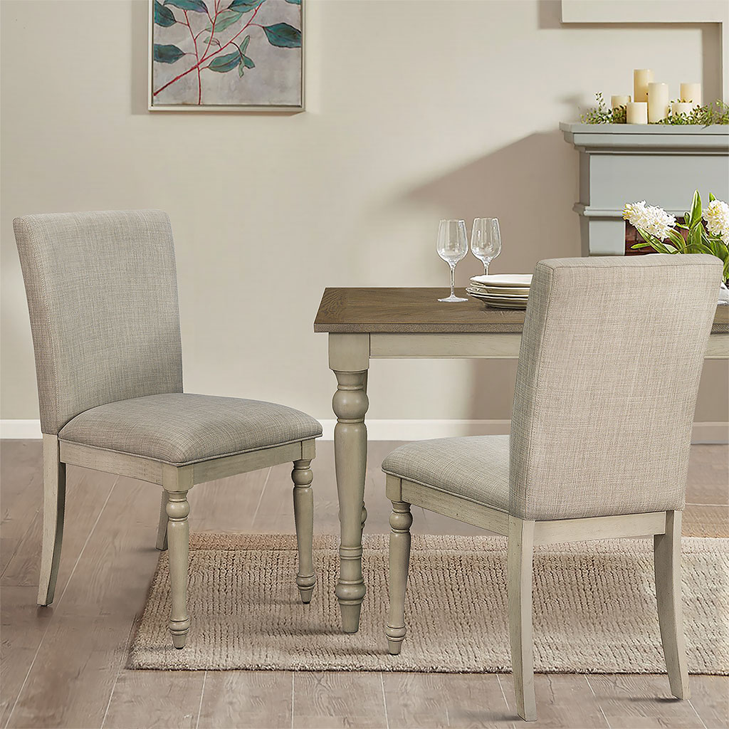 Fiona Upholstered Dining Chair with Turned Wood Legs Set of 2