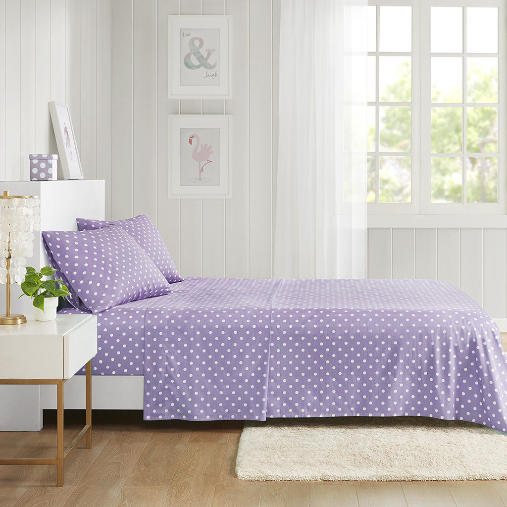 Polka Dot Printed 100% Cotton Sheet Set