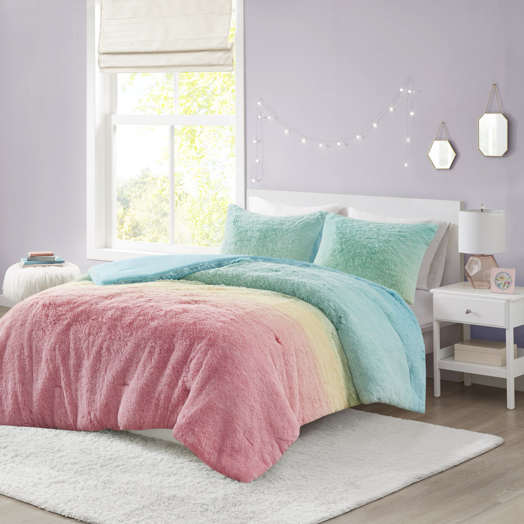 Primrose Ombre Shaggy Faux Fur Comforter Set