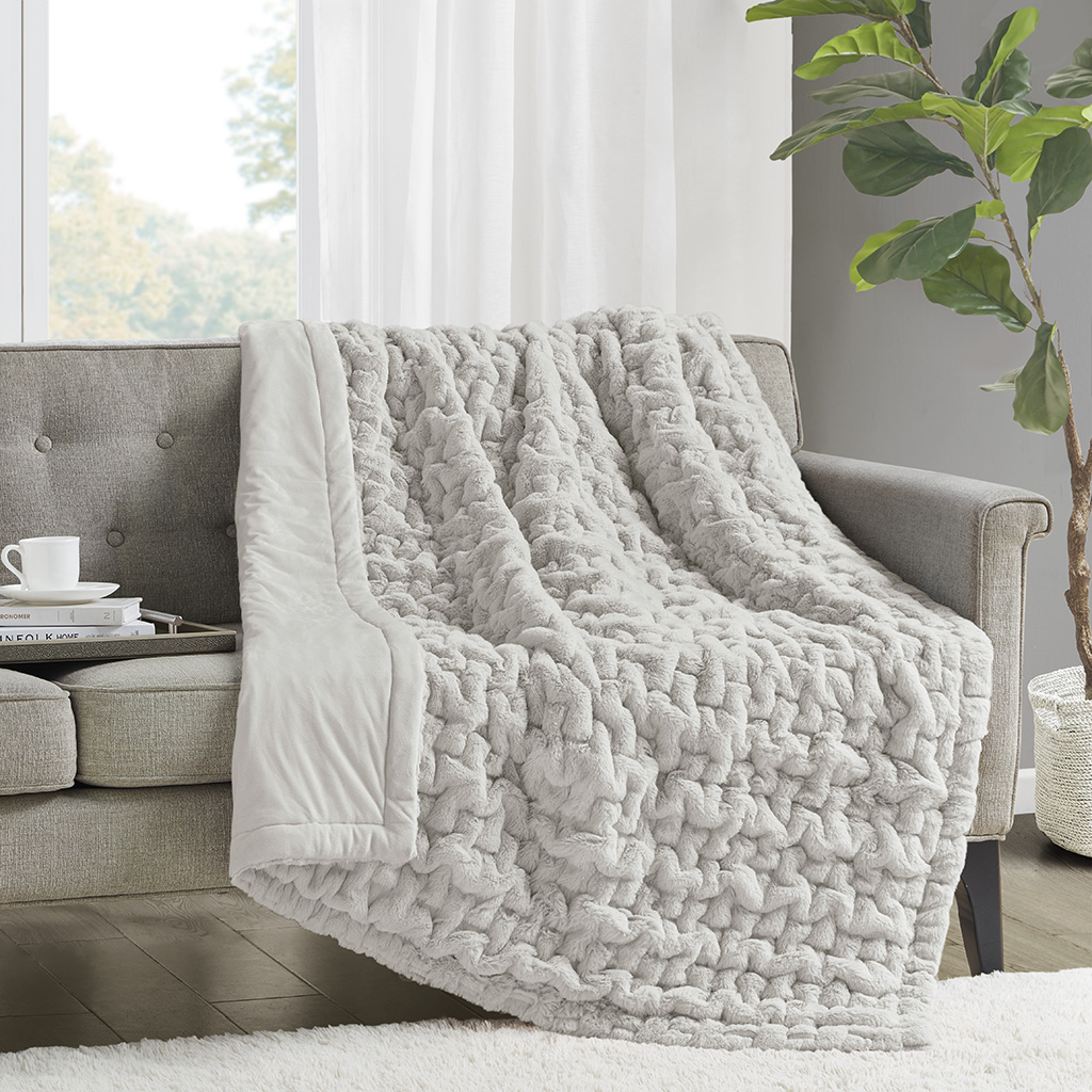 Ruched Fur Throw