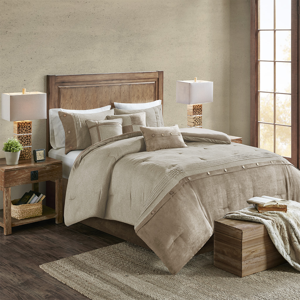 Boone 7 Piece Faux Suede Comforter Set