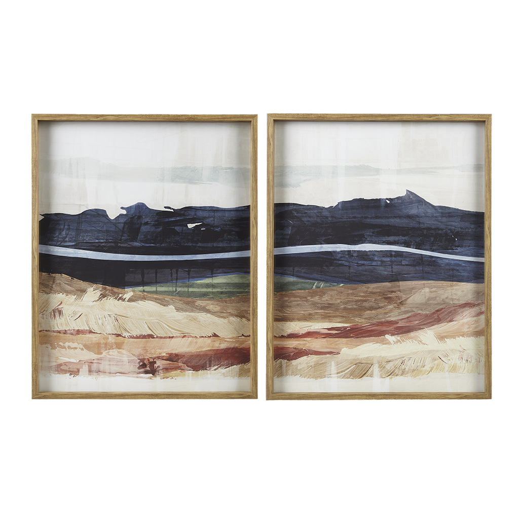 Dreaming Abstract Landscape Diptych 2-Piece Framed Glass Wall Art Set