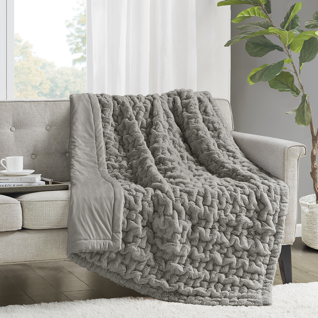 Ruched Fur Throw